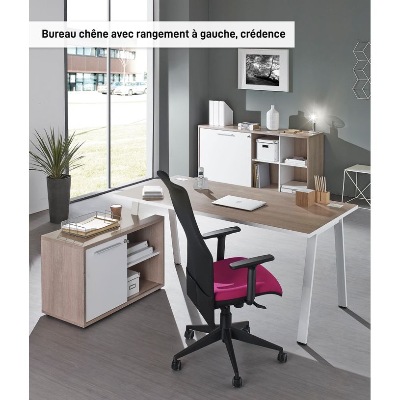 3483600765468-Bureau manager ARPE avec bloc de rangement gauche - 160 cm - Chêne-P_79419653_1-0