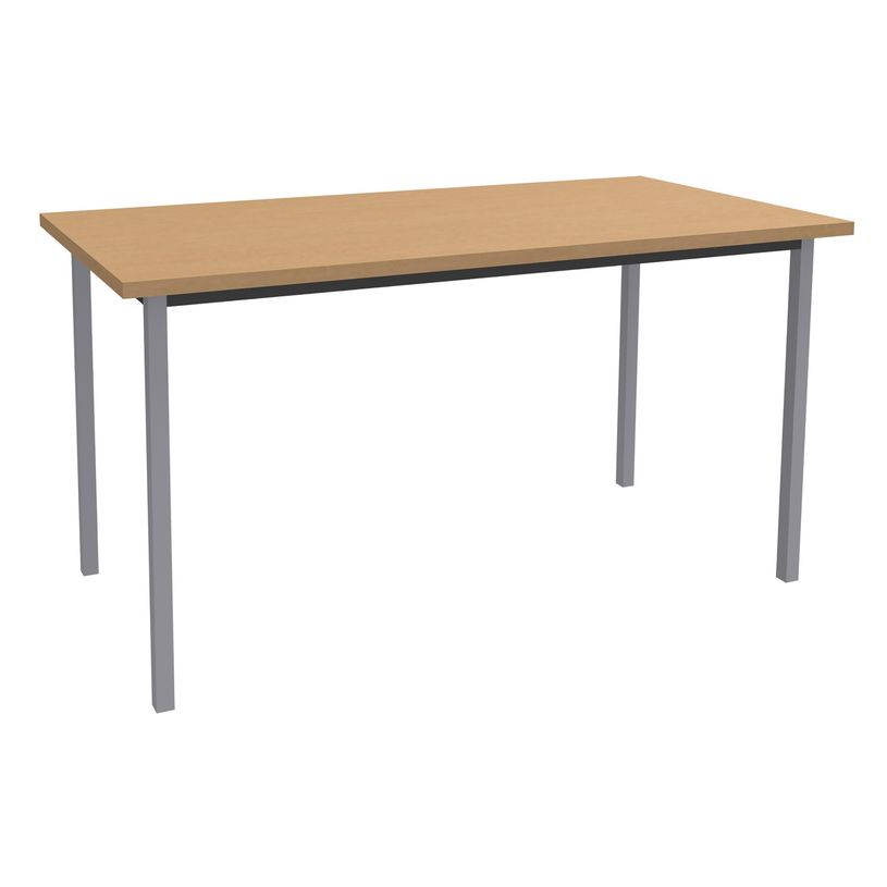 3253310134577-Table de réunion Rectangulaire - 160 x 80 cm - Pieds carrés aluminium - imitation hêtre-P_79419830_1-0