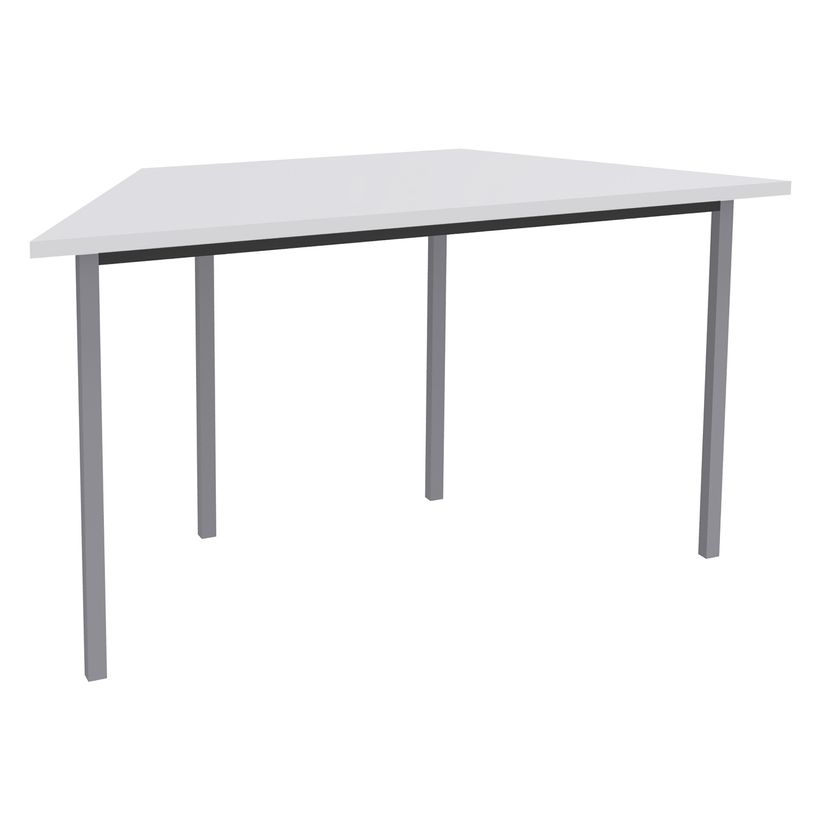 3253310134607-Table de réunion Trapèze - 140 x 70 cm - Pieds carrés aluminium - Blanc perle-P_79419833_1-0