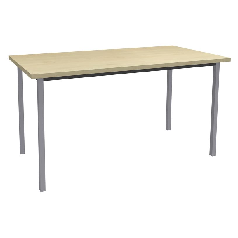 3253310154698-Table de réunion Rectangulaire - 140 x 70 cm - Pieds carrés aluminium - imitation érable-P_79419837_1-0