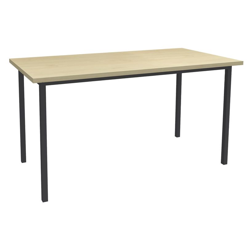 3253310154711-Table de réunion Rectangulaire - 140 x 70 cm - Pieds carrés anthracite - imitation érabl-P_79419839_1-0