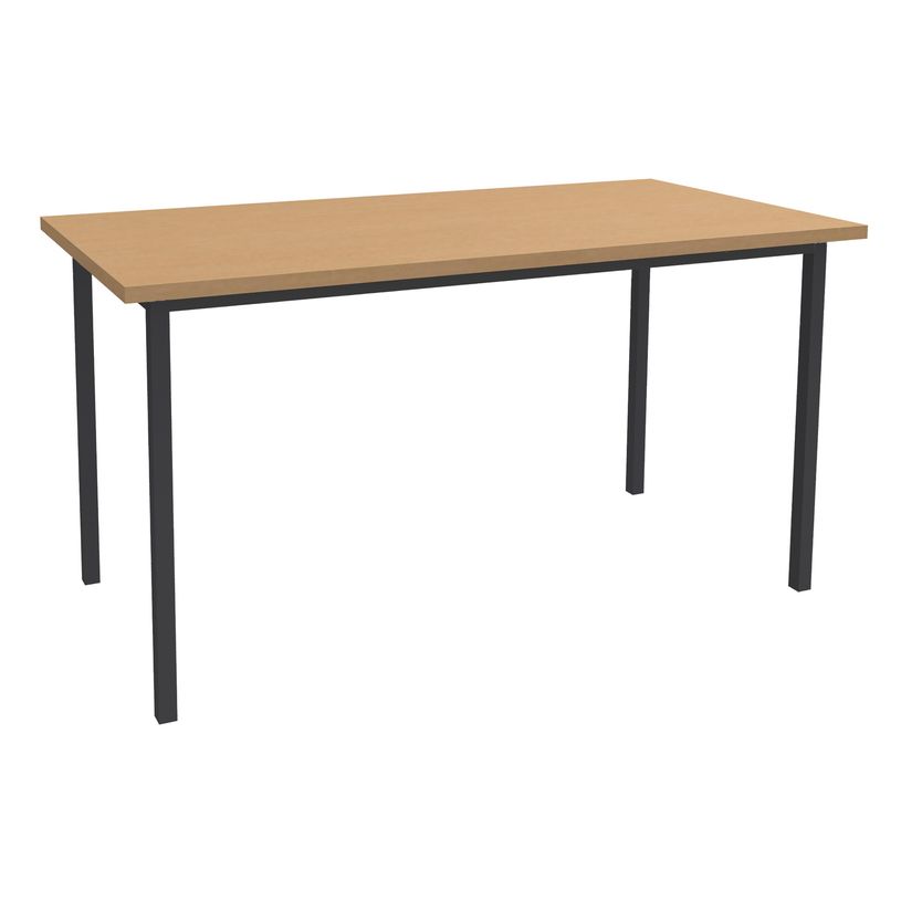 3253310154759-Table de réunion Rectangulaire - 160 x 80 cm - Pieds carrés anthracite - imitation hêtre-P_79419843_1-0