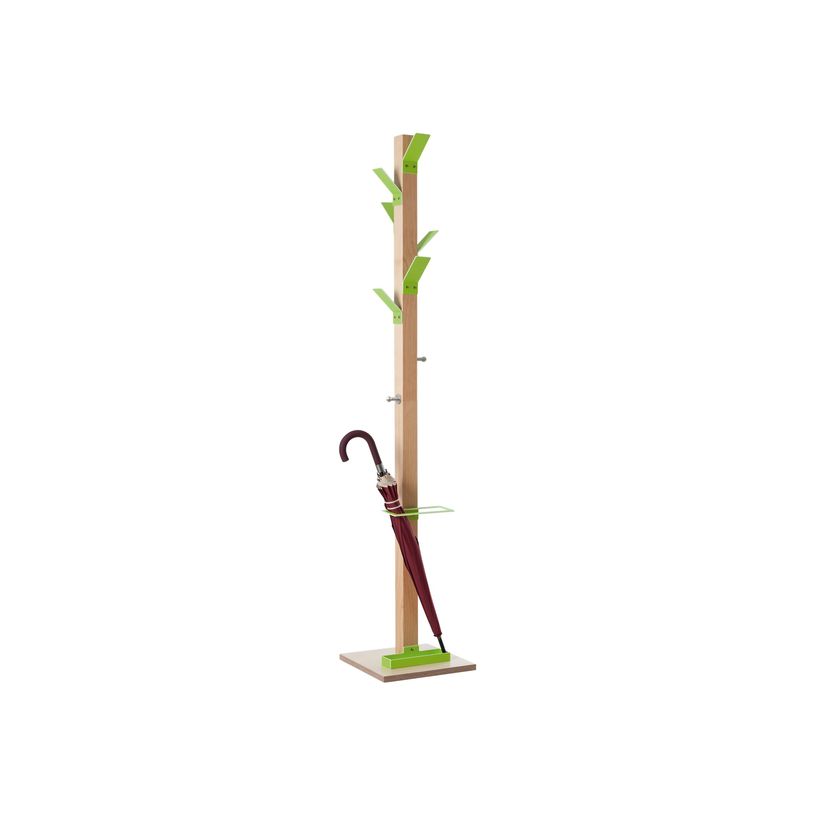3660141260205-Porte-manteau en bois naturel avec porte parapluie EASYCLOTH - vert-P_79420842_1-1