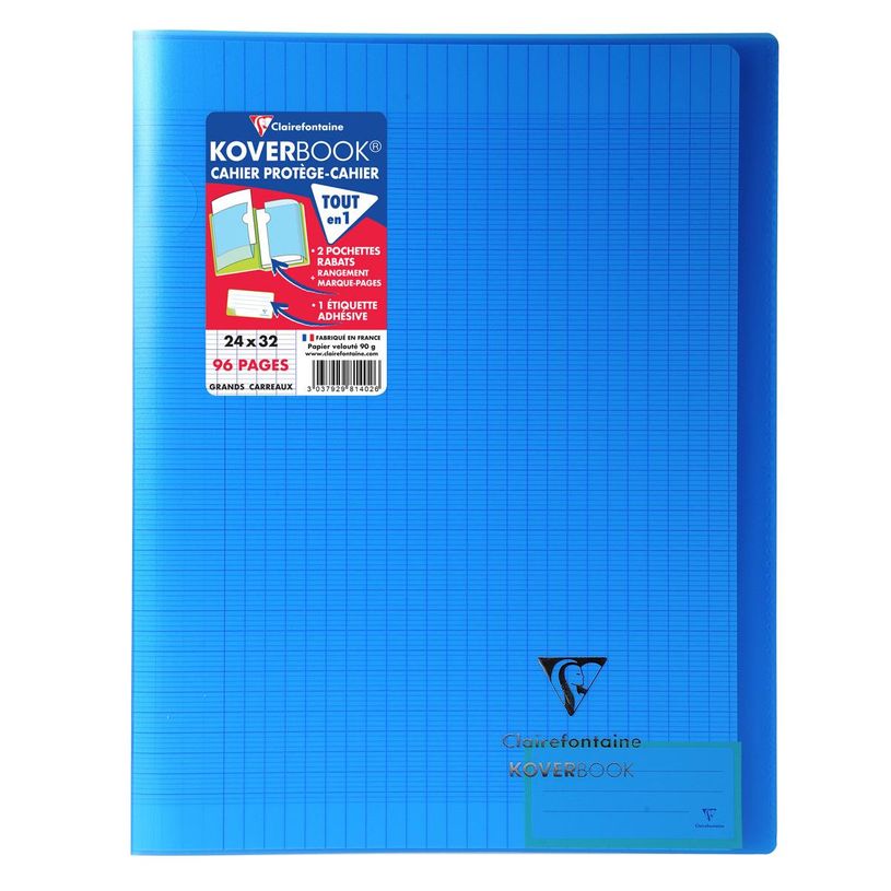 3037929814026-Clairefontaine Koverbook - Cahier polypro 24 x 32 cm - 96 pages - grands carreaux (Seyes) --P_79421919_1-0