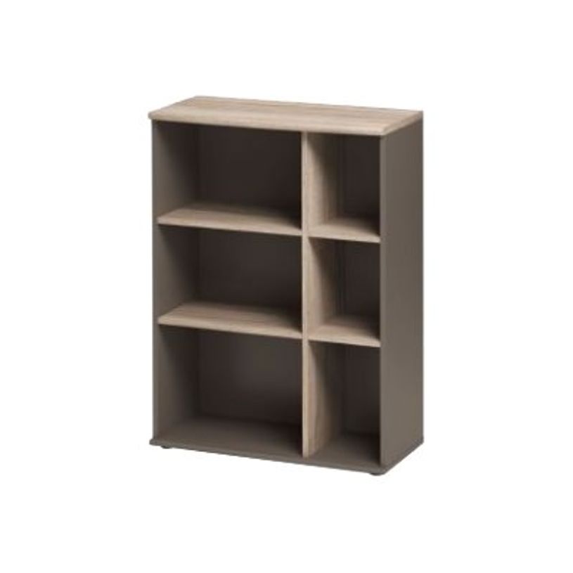 3483600784155-Rangement haut JAZZ+ - L80 x H112 x P39 - 6 niches - Chêne gris-P_79426216_1-0