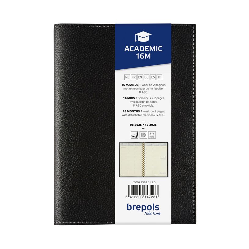 5412303147231-Agenda Calpe Academic 16 mois - 1 semaine sur 2 pages - 15 x 21 cm - noir - Brepols-P_79426524_2-0