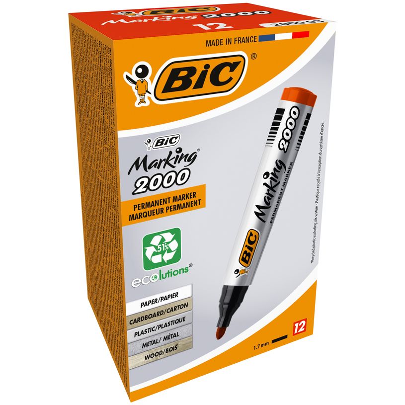 3086122000033-BIC MARKING 2000 - Pack de 12 marqueurs permanents - pointe ogive - rouge-P_79428638_1-0
