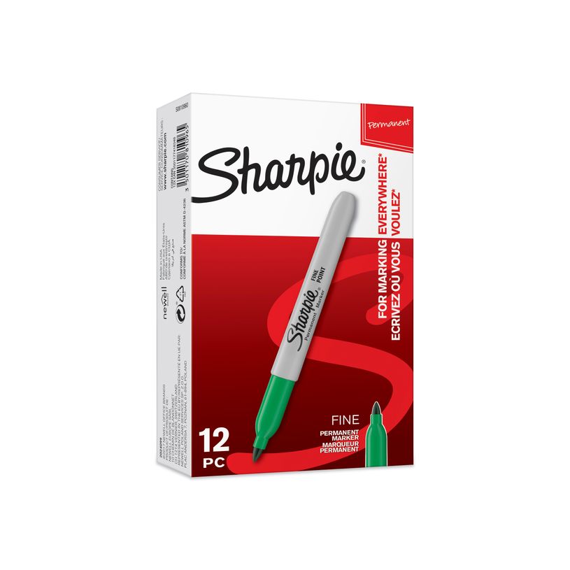 2012349432112-Sharpie - Pack de 12 marqueurs permanents - pointe fine - vert-P_79428879_1-0