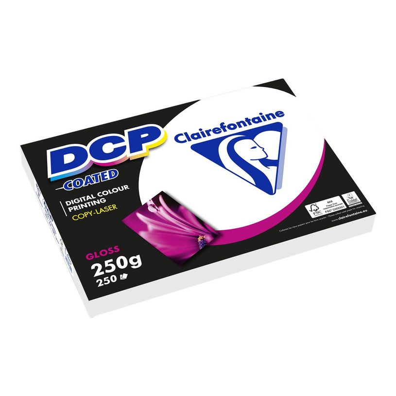 3329680687101-Clairefontaine DCP - Papier couché brillant - A4 (210 x 297 mm) - 250 g/m² - Ramette de 2-P_79429753_1-0