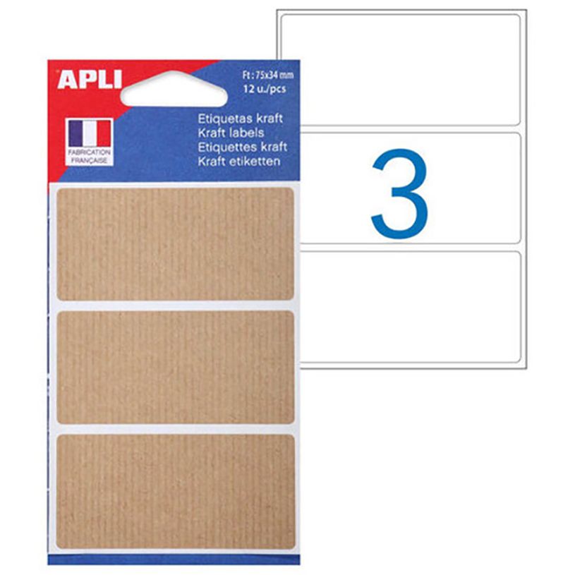 3270241025446-Apli Agipa - 12 Étiquettes kraft permanentes - 75 x 34 mm-P_79429794_1-0