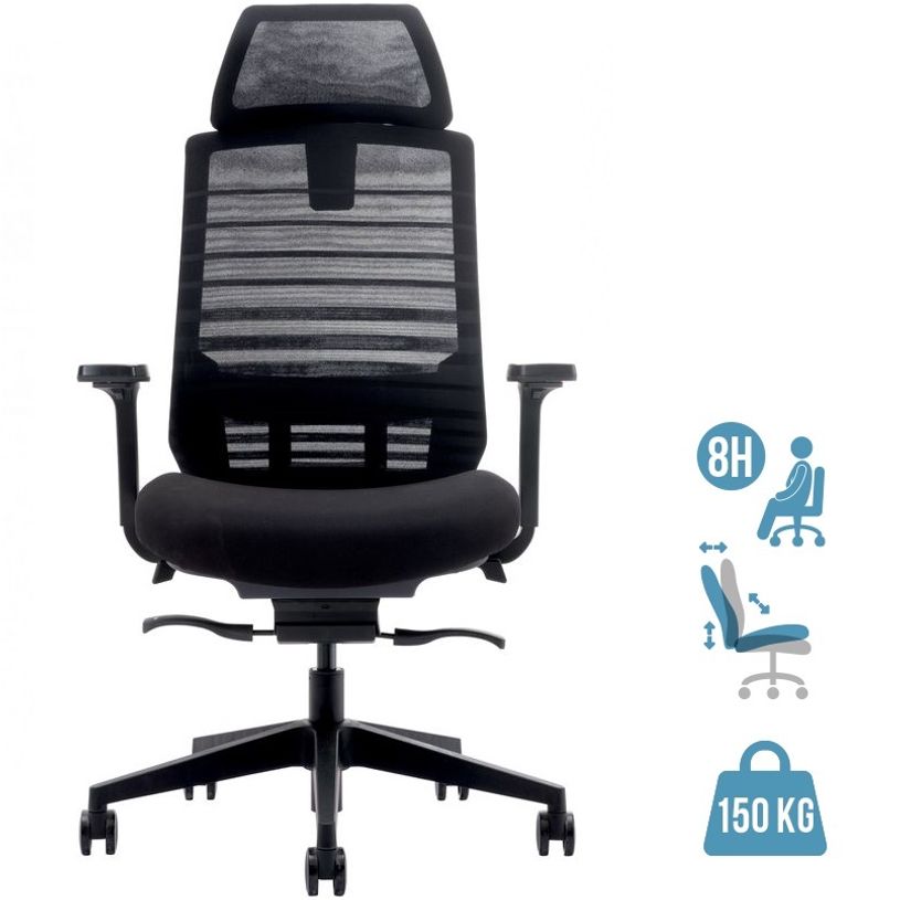 3700339882748-Fauteuil de bureau JACK - accoudoirs réglables - appuie-tête réglable - noir-P_79431022_1-0