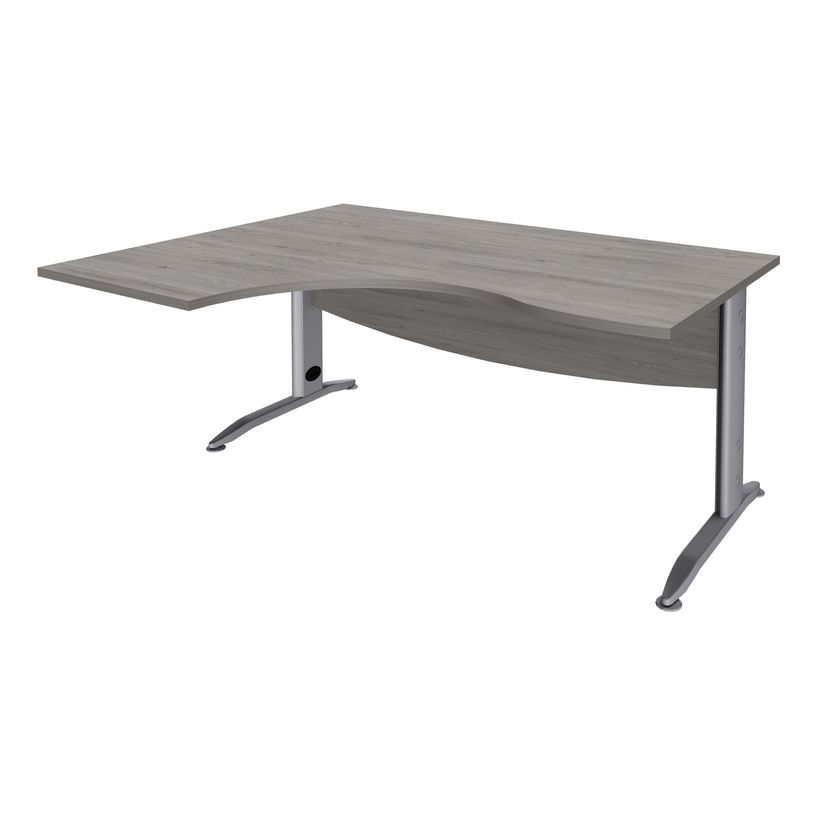 3253310161511-Bureau compact à gauche IDRA - L160 cm - Pieds alu - plateau imitation Chêne gris (Pieds de renfort obligato-P_79432166_1-0