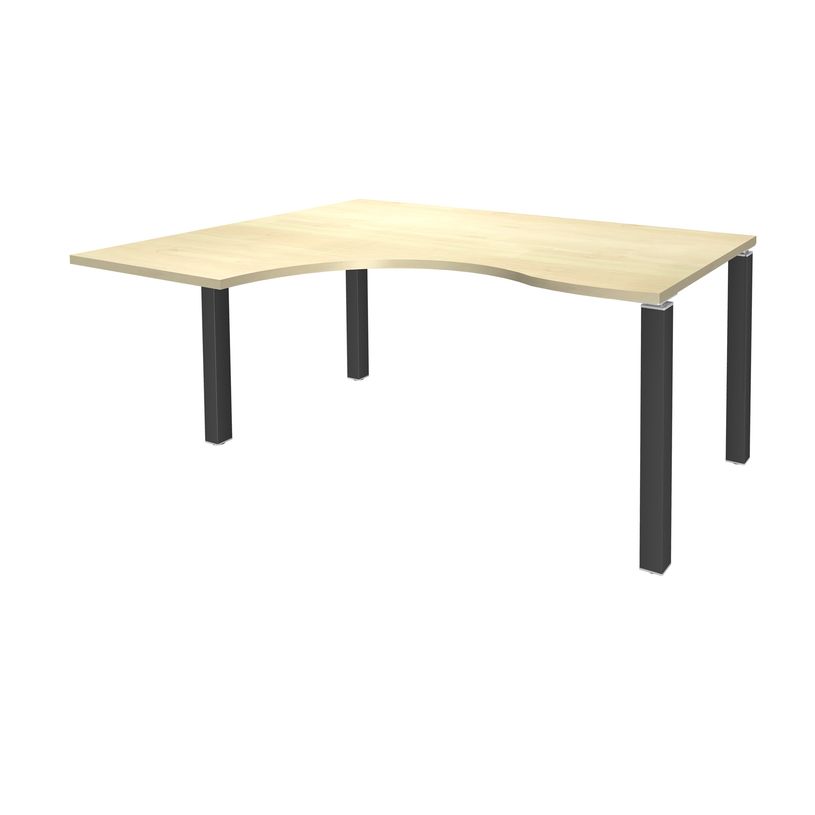 3253310146266-Bureau compact EXPRIM - L160 cm - Retour gauche - Plateau imitation Erable - Pieds carbone (Pieds de renfort obligato-P_79432220_1-0