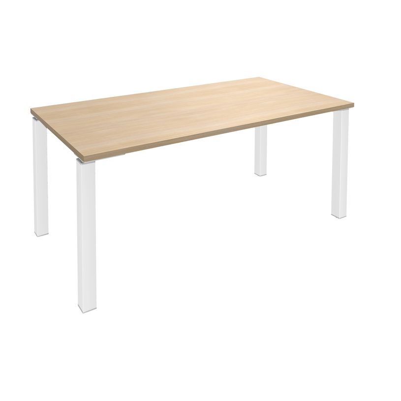 3253310153868-Bureau droit EXPRIM - L120 cm - Plateau imitation Chêne clair - Pieds blanc-P_79432235_1-0