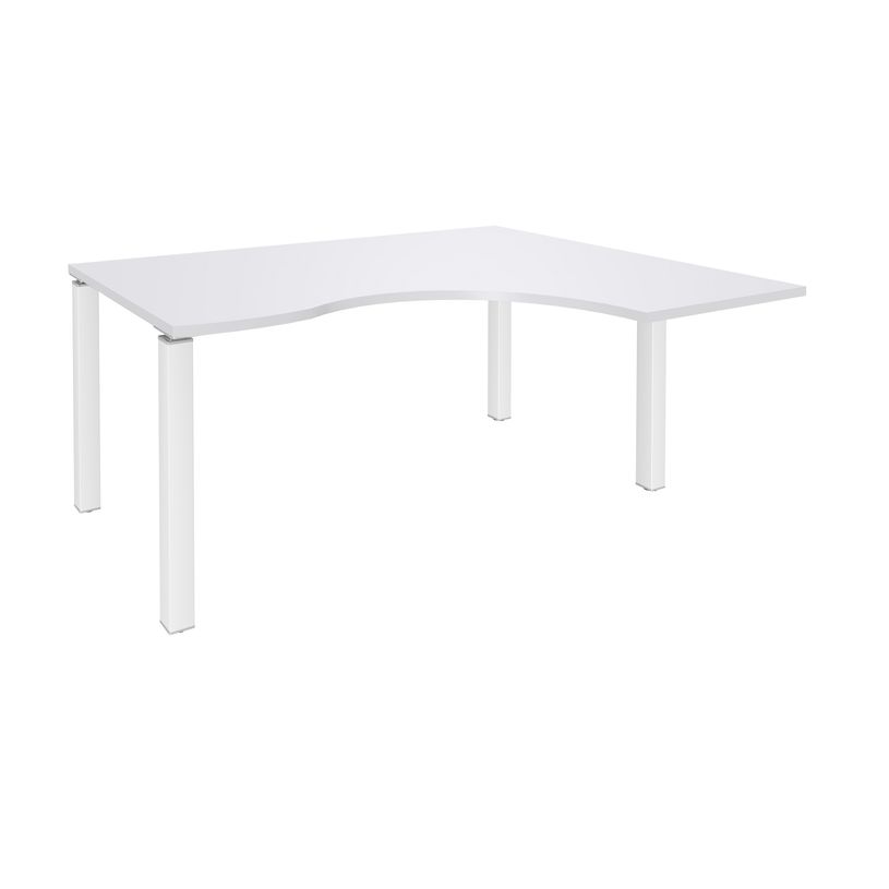 3253310164093-Bureau compact EXPRIM - L160 cm - Retour droite - Plateau Blanc perle - Pieds blanc (Pieds de renfort obligato-P_79432290_1-0