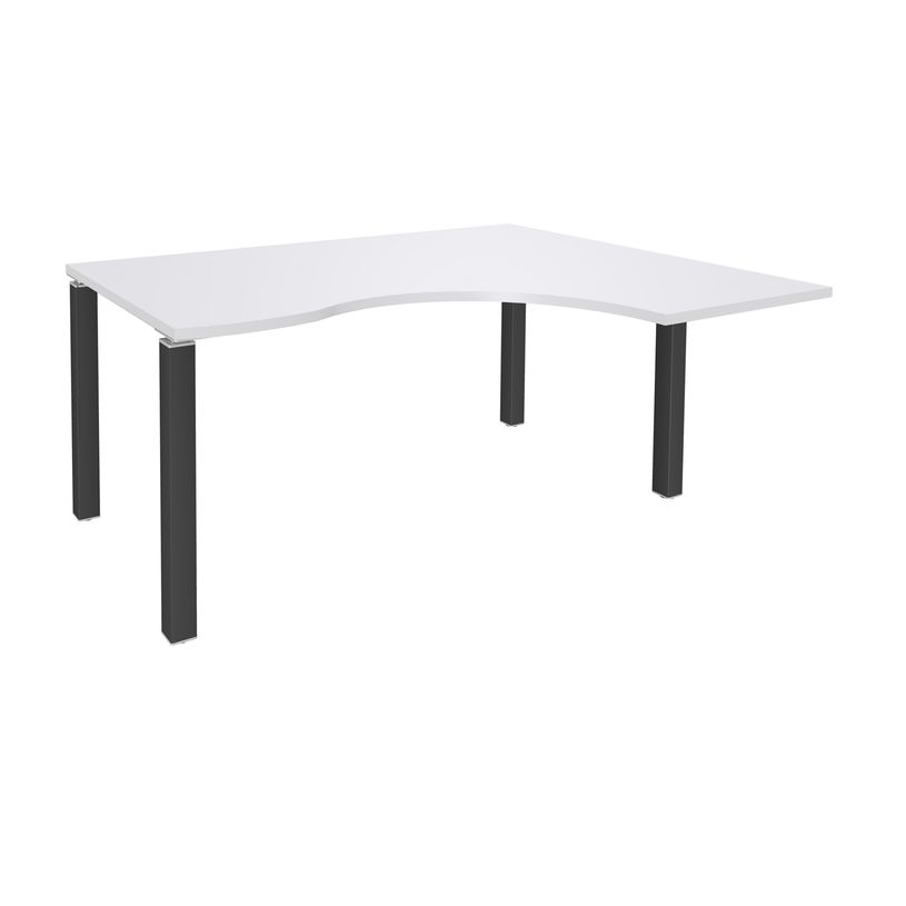3253310164116-Bureau compact EXPRIM - L160 cm - Retour droite - Plateau Blanc perle - Pieds carbone (Pieds de renfort obligato-P_79432292_1-0