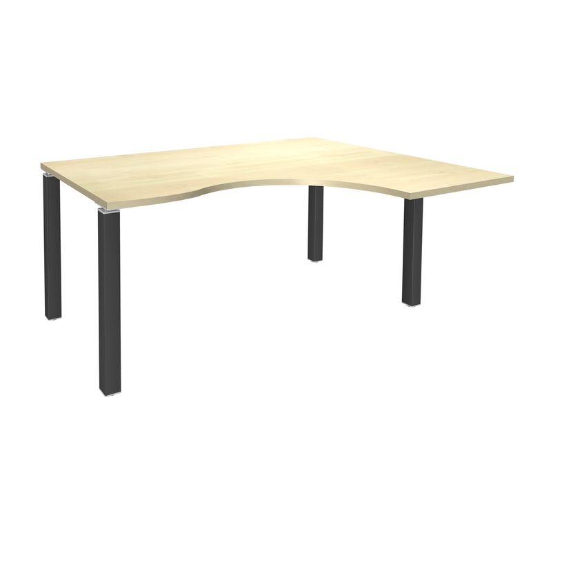 3253310164376-Bureau compact EXPRIM - L180 cm - Retour droite - Plateau imitation Erable - Pieds carbone (Pieds de renfort obligato-P_79432318_1-0