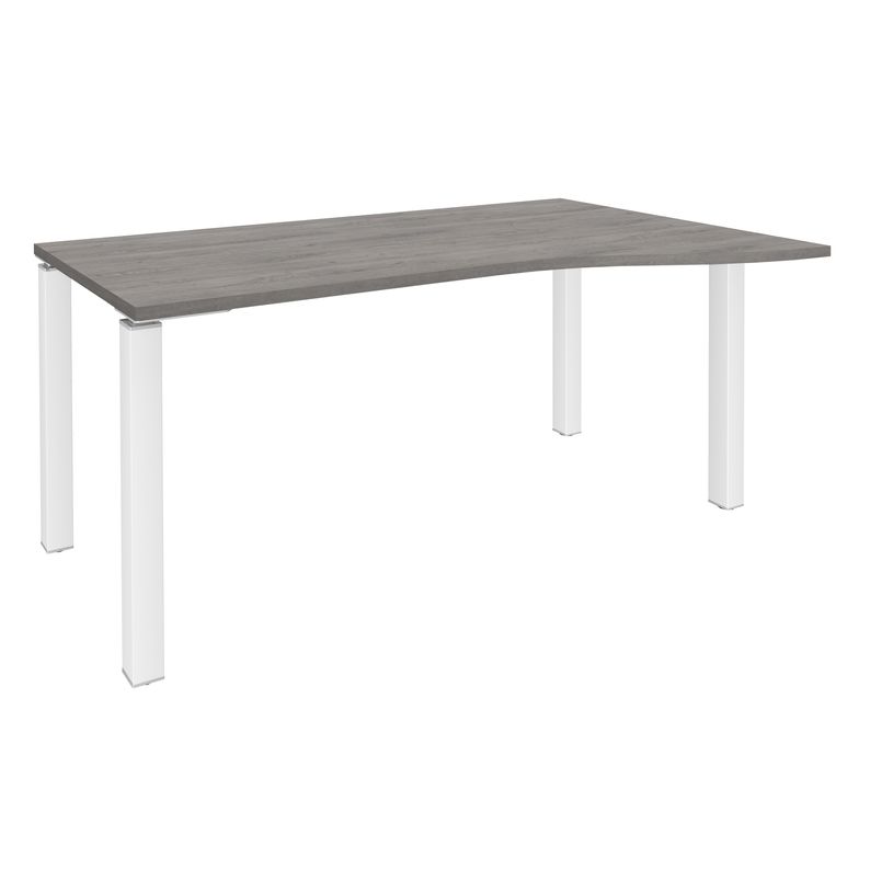 3253310164741-Bureau Vague EXPRIM - L140 cm - Retour droite - Plateau imitation Chêne gris - Pieds blanc-P_79432355_1-0