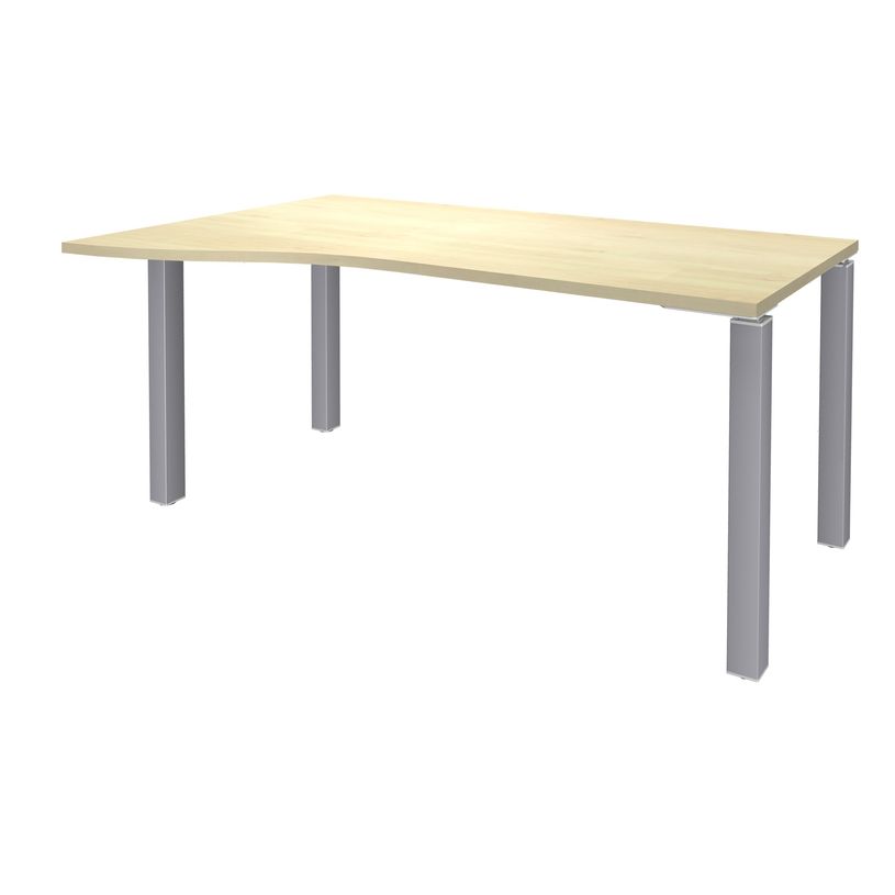 3253310165113-Bureau Vague EXPRIM - L160 cm - Retour gauche - Plateau imitation Erable - Pieds alu-P_79432392_1-0
