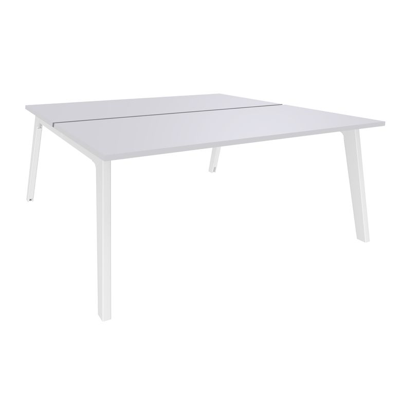 3253310162792-Bureau double STEELY - L160 cm - Double face Depart - Pieds blanc - plateau Blanc Perle-P_79432560_1-0