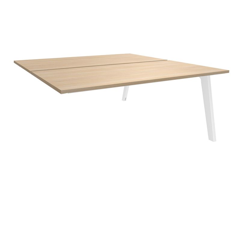 3253310163072-Bureau double STEELY - L140 cm - Double face Suivant - Pieds blanc - plateau imitation Chê-P_79432588_1-0