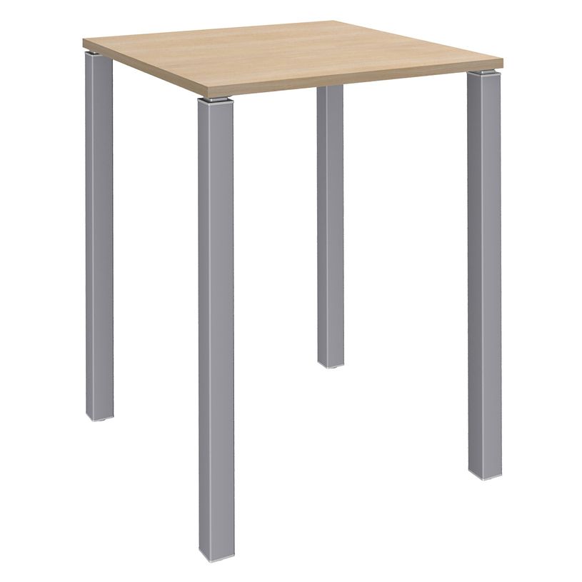 3253310158658-Table Lounge 4 pieds - L80xH105xP80 cm - Pied alu - plateau imitation chêne clair-P_79432753_1-0