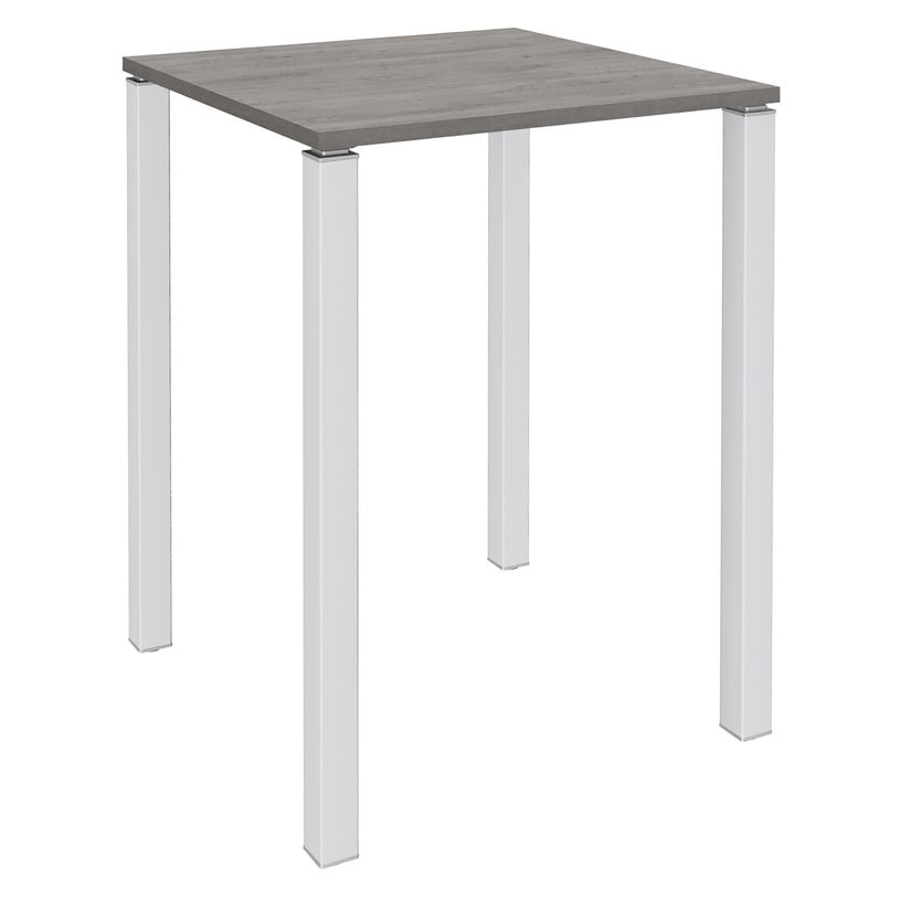3253310158665-Table Lounge 4 pieds - L80xH105xP80 cm - Pied blanc - plateau imitation chêne gris-P_79432754_1-0
