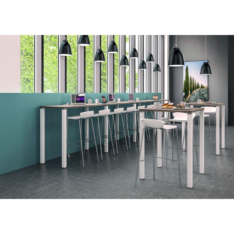 3253310158733-Table Lounge 4 pieds - L140xH105xP80 cm - Pied blanc - plateau blanc perle-P_79432760_2-1