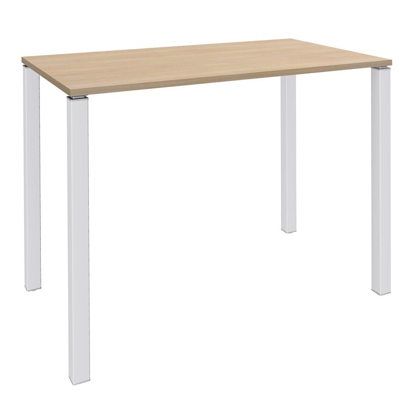 3253310158740-Table Lounge 4 pieds - L140xH105xP80 cm - Pied blanc - plateau imitation chêne clair-P_79432761_1-0