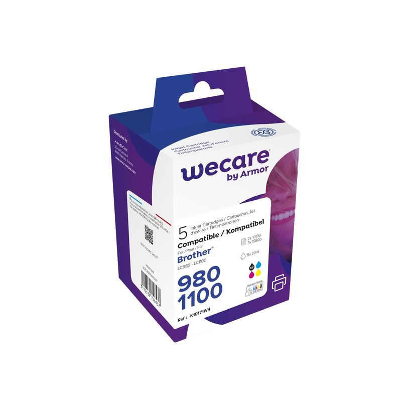 3112539746537-Cartouche compatible Brother LC1100/LC980 - pack de 5 - noir x2, cyan, magenta, jaune - Wec-P_79434197_1-0