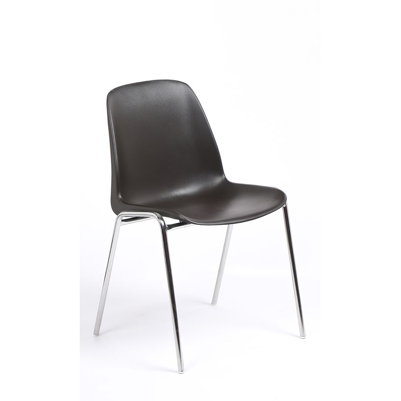 3701338800276-Chaise CHARLOTTE - pieds chromés sans accroche - marron-P_79438539_1-0