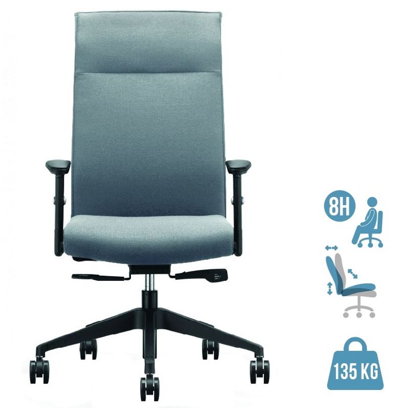 3700339883431-Fauteuil de bureau HENRY - accoudoirs réglables - appui-tête intégré - Gris-P_79439070_1-0