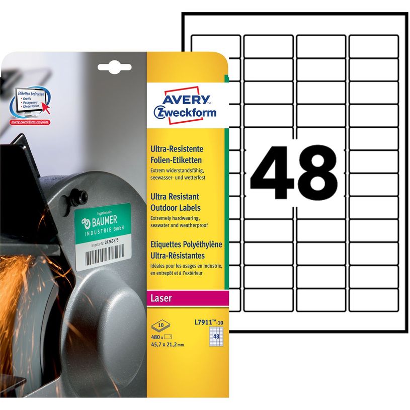 4004182068083-Avery - 480 Étiquettes ultra résistantes blanches - 45,7 x 21,2 mm - Impression laser - r-P_79439718_6-0