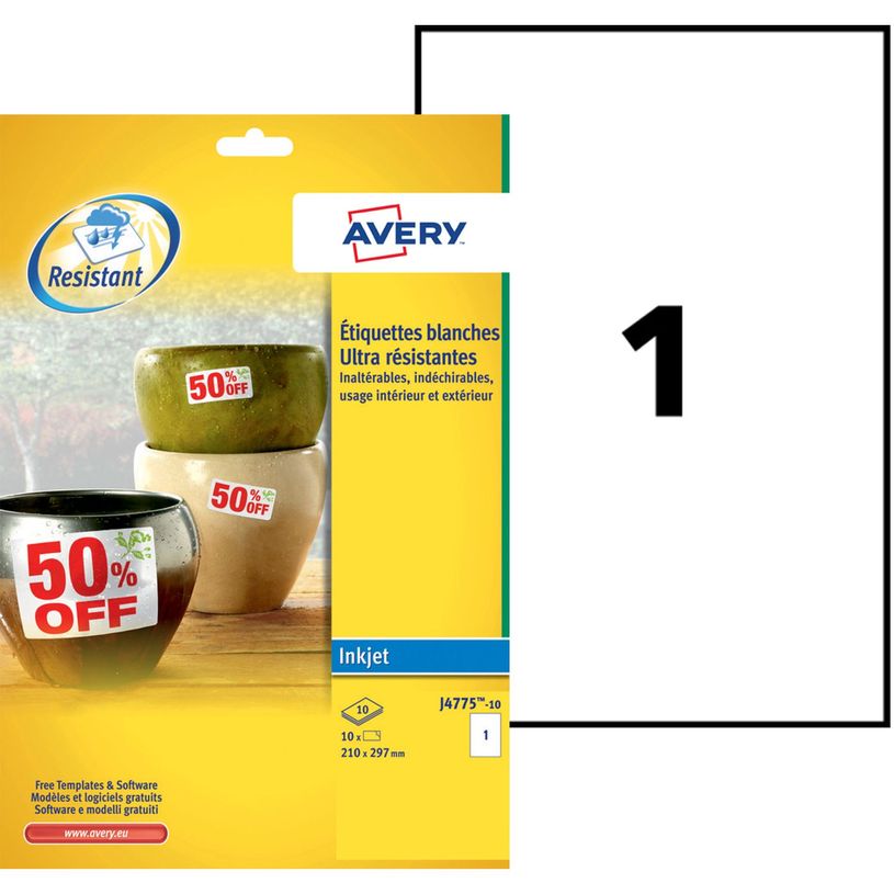 4004182247754-Avery - 10 Étiquettes ultra résistantes blanches - A4 - Impression jet d'encre - réf J47-P_79439720_1-0