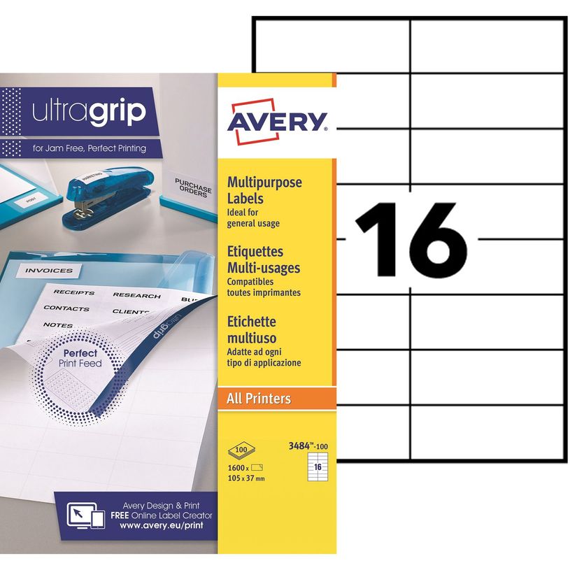 5014702002526-Avery - 1600 Étiquettes multi-usages blanches - 105 x 37 mm - réf 3484-100-P_79439728_2-0