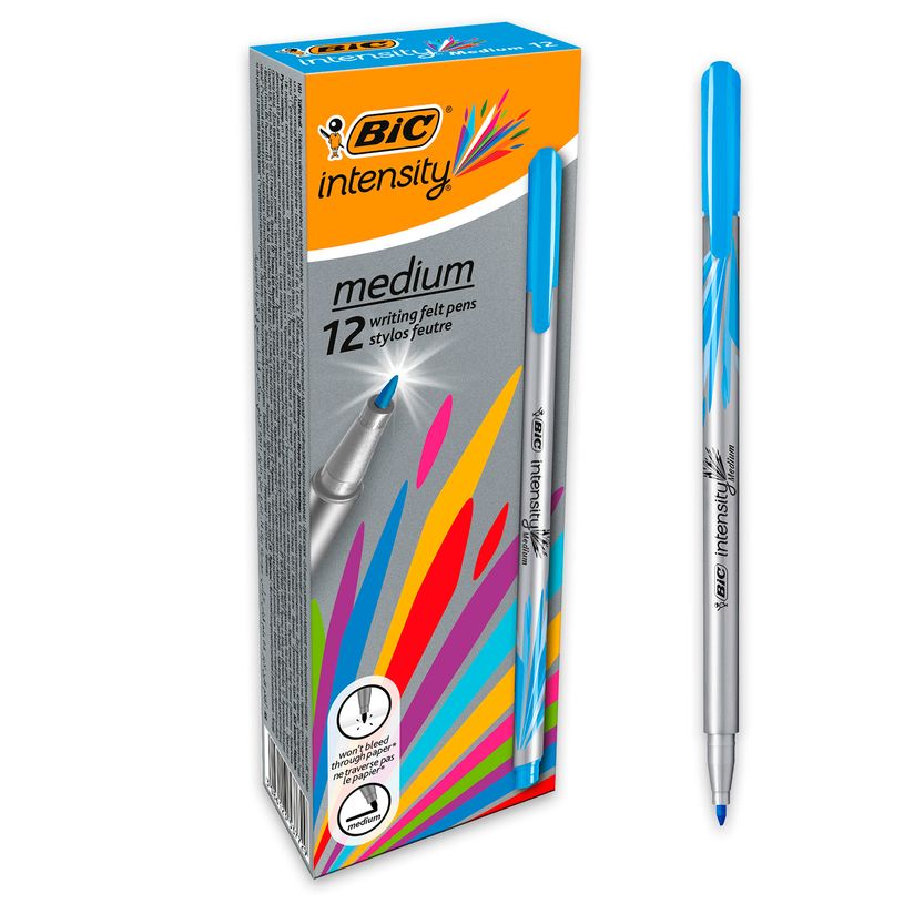 3086123537729-BIC Intensity - Pack de 12 feutres fins - pointe moyenne - turquoise-P_79440304_2-0