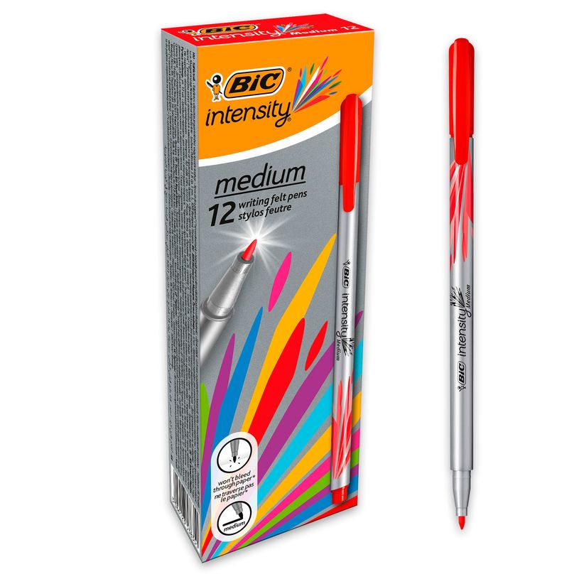 3086123538351-BIC Intensity - Pack de 12 feutres fins - pointe moyenne - rouge-P_79440305_2-0