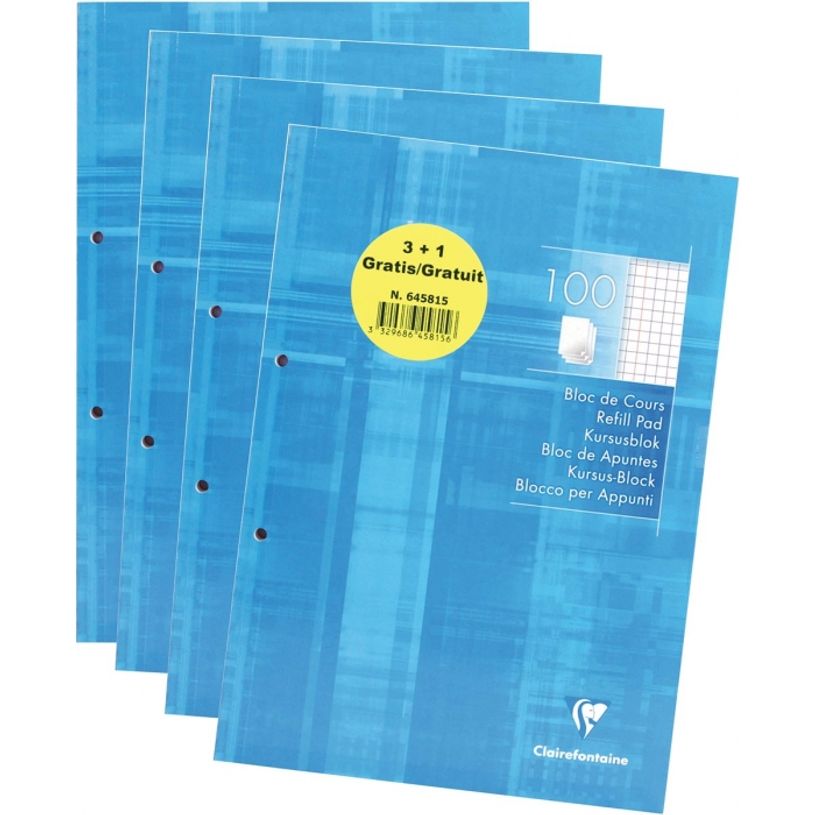 3329686458156-Clairefontaine - 4 Blocs de cours A4 + - 160 pages - petits carreaux (5x5 mm)-P_79440642_1-0