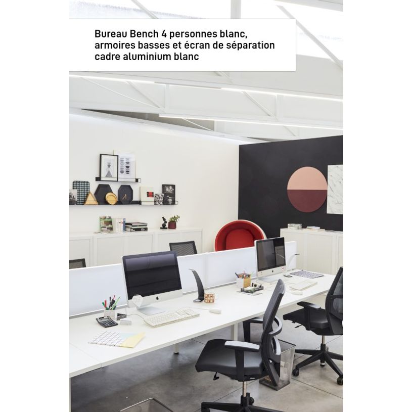 3660141254938-Bureau Bench 4 personnes EASYDESK - soit 4 plateaux L160xP80xH75 cm (L320 x P166) - Blanc-P_79441048_2-1