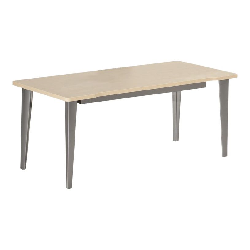 2012349454909-Bureau EVIDENCE - 140 cm - Pieds blancs - Plateau imitation érable-P_79441326_2-1