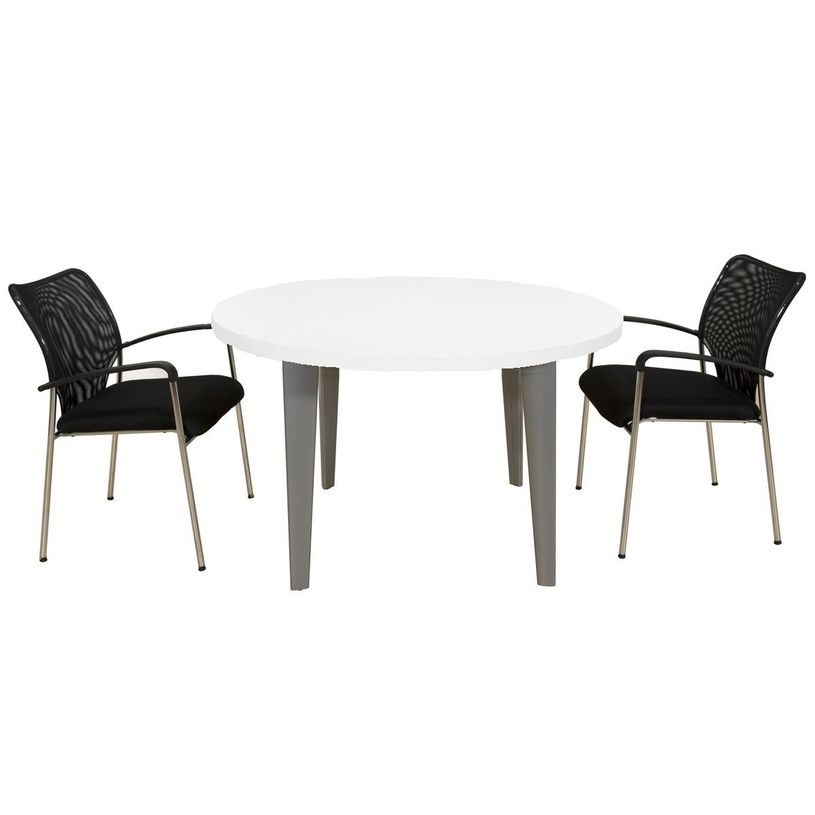 2012349456743-Table de réunion ronde EVIDENCE - 120 cm - Pieds aluminium - Plateau blanc-P_79441418_1-0