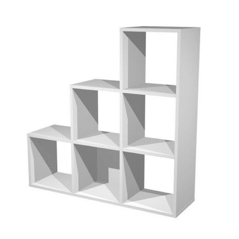 7331910004981-Bibliothèque modulaire MAXICOLOR - 6 cases en escalier - blanc-P_79441455_1-0