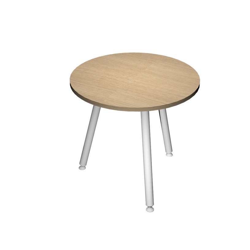 2012349509951-Table ronde - H74,4 cm - 80 cm - 3 pieds blanc - plateau imitation chêne-P_79441638_1-0