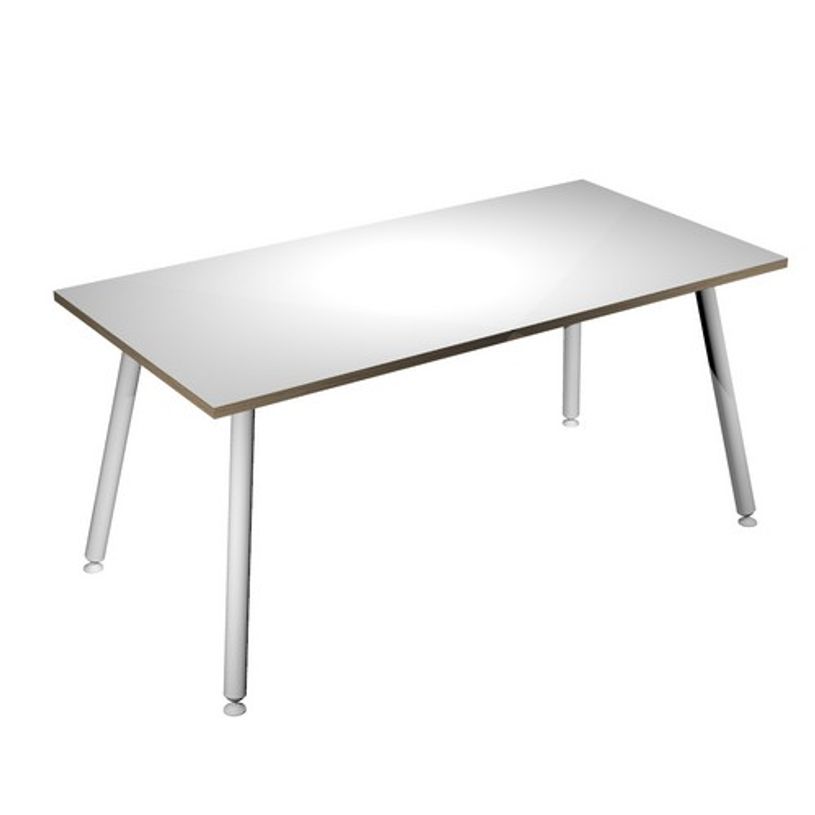 2012349510452-Table haute - 180 x 80 x 105 cm - Pieds métal blancs - Blanc chants chêne-P_79441663_1-0