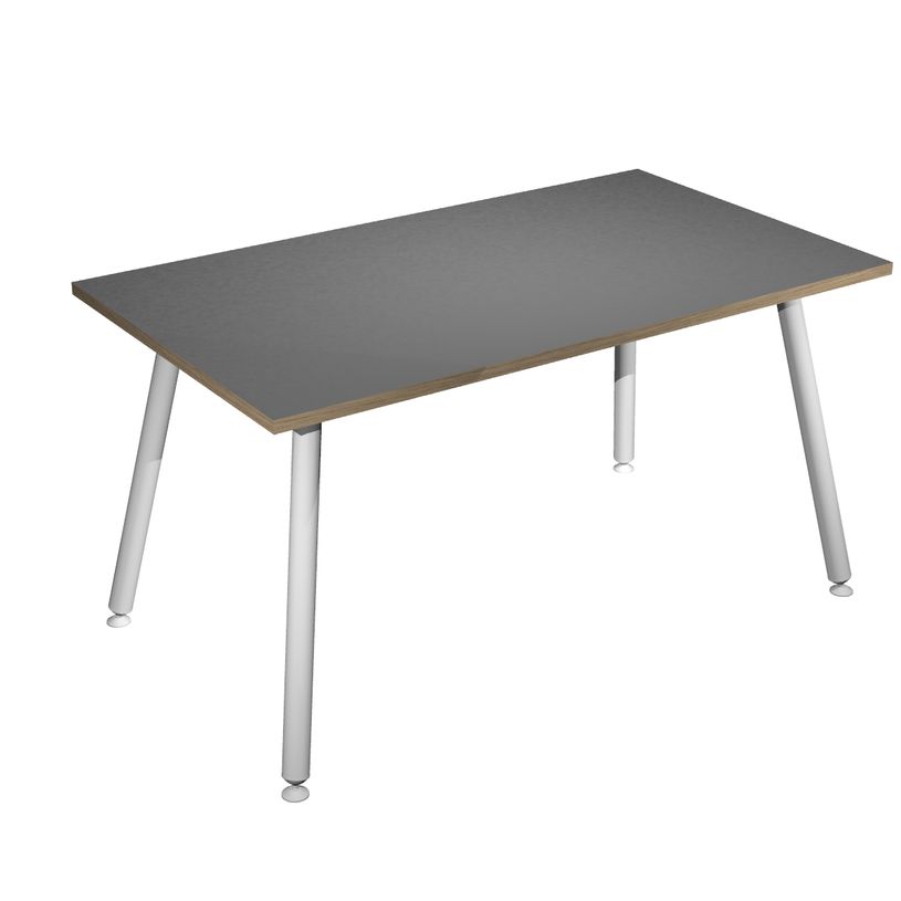 2012349510551-Bureau LEONARDO - 140 cm - Pieds métal blancs - Anthracite chants chêne-P_79441668_1-0