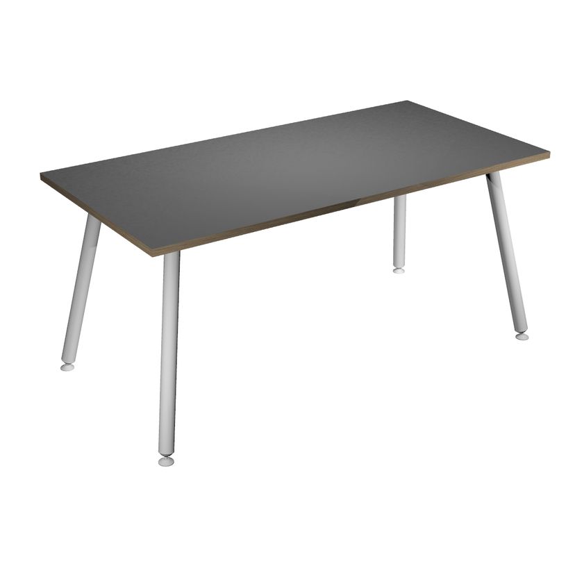 2012349510575-Bureau LEONARDO - 160 cm - Pieds métal blancs - Anthracite chants chêne-P_79441669_1-0