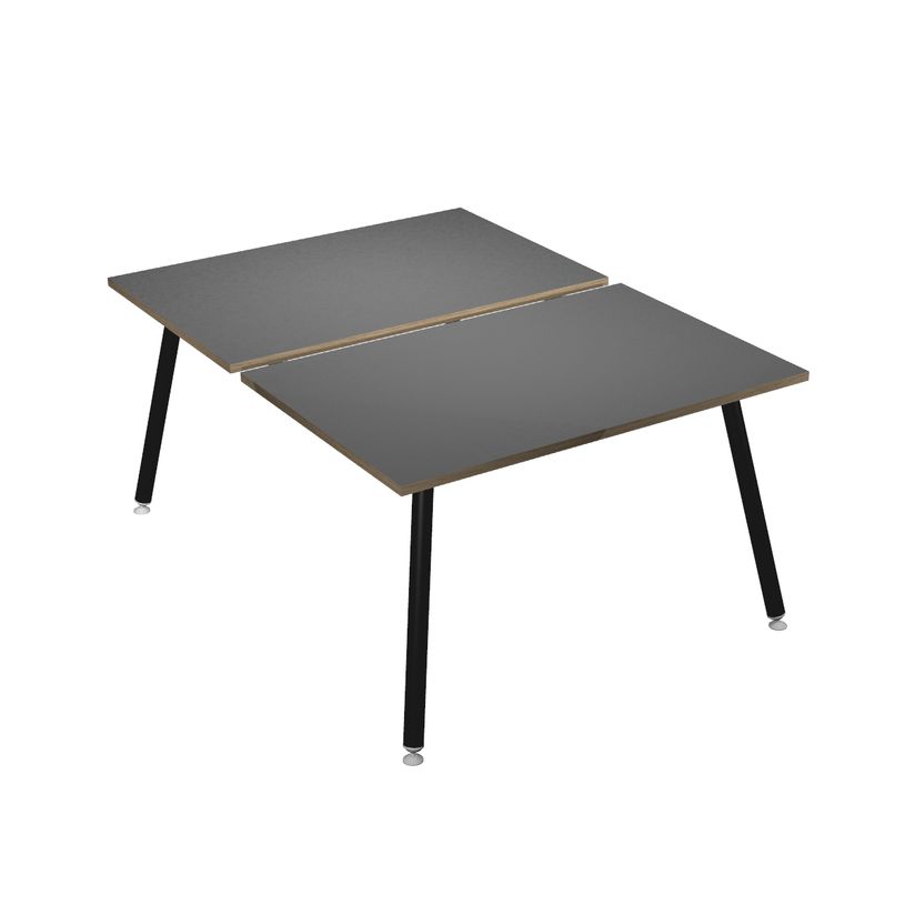 2012349511770-Bureau Bench LEONARDO - L120 x H74 x P168 - Pieds métal noirs - Anthracite chants chêne-P_79441729_1-0