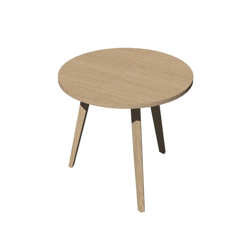 2012349512159-Table ronde - H74,4 cm - 80 cm - 3 pieds bois - plateau imitation chêne-P_79441748_1-0