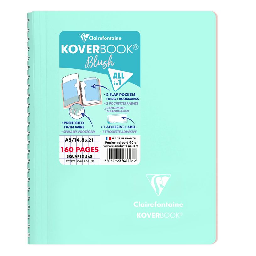 3037923666812-Clairefontaine Koverbook - Cahier polypro A5 - 160 pages - petits carreaux (5x5 mm) - disponible dans -P_79443878_6-4