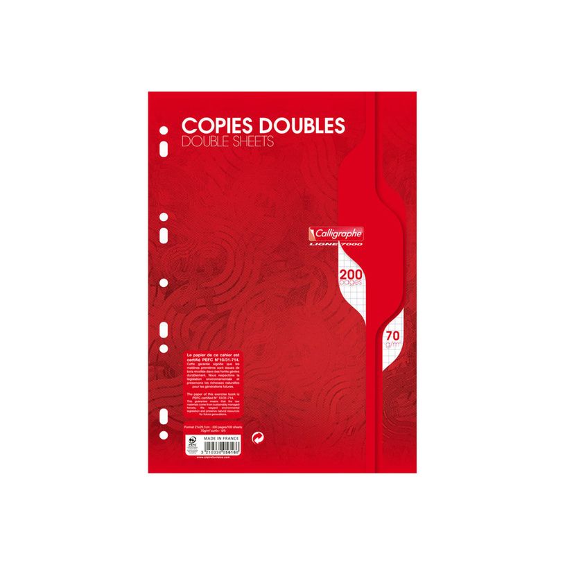 3210330056166-Calligraphe - copies doubles - 200 pages - A4 - petits carreaux (5x5 mm) - perforées-P_999991218_1-0